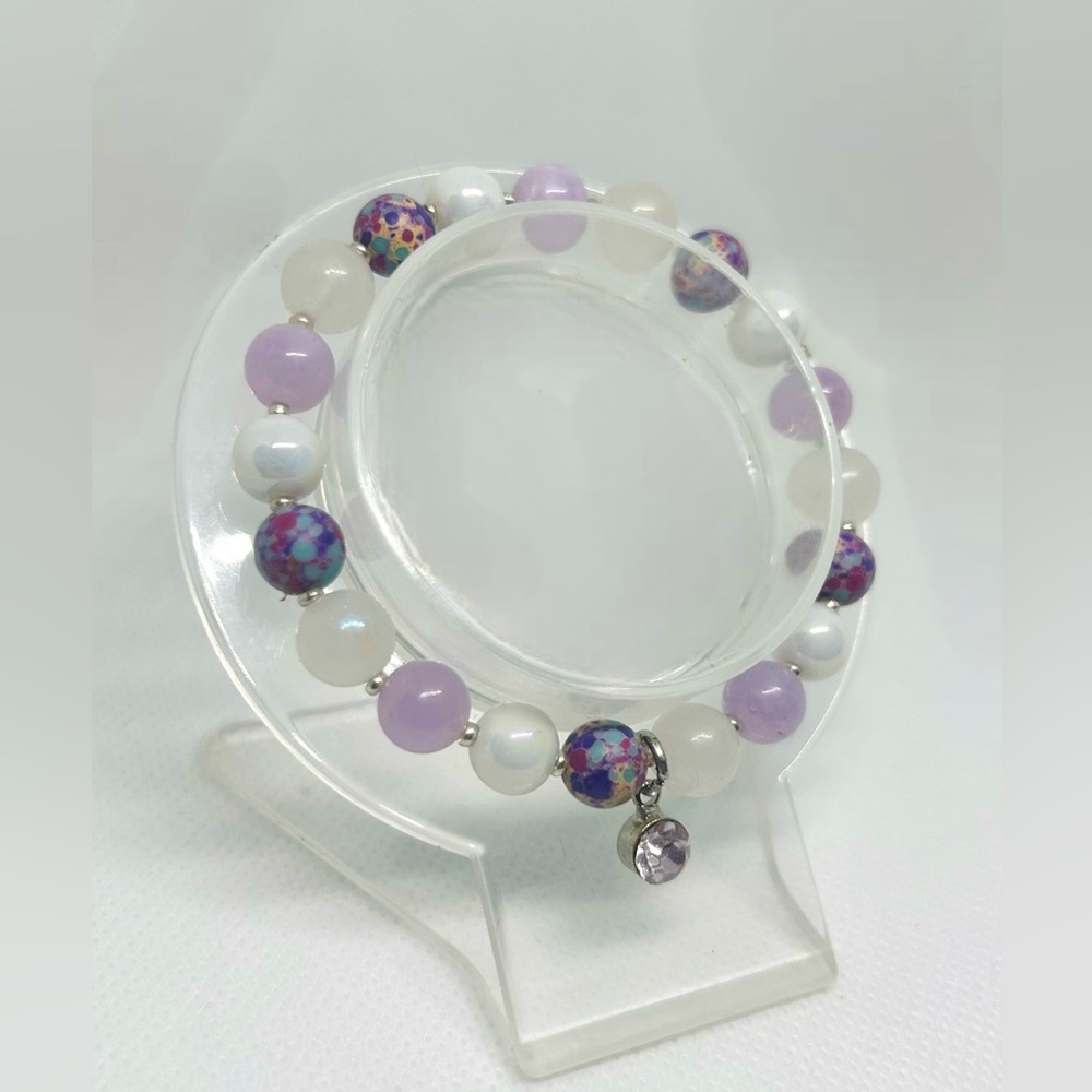 Handmade Pink Gemstone Charm Bracelet